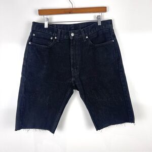Levi's 505 Denim Shorts Jorts Raw Hem Distressed Men's Size 34 Black